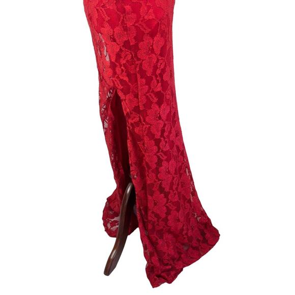 JODI KRISTOPHER LACE OPEN BACK SLEEVELESS FORMAL DRESS IN‎ RED JUNIORS SIZE 1 - Picture 7 of 13